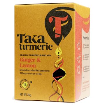 Kurkuma Thee Golden Ginger (Taka Turmeric) 15 zakjes