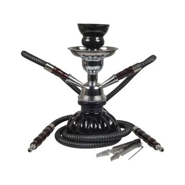 Waterpijp | Shisha Zwart met 2 Slangen (Sahbi Shisha) 24 cm