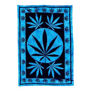 Wandkleed Wietblad Blauw (Black Leaf) 140 x 220 cm