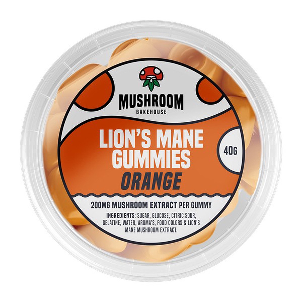 Lion's Mane Gummies (Mushroom Bakehouse) 200 mg Sinaasappel